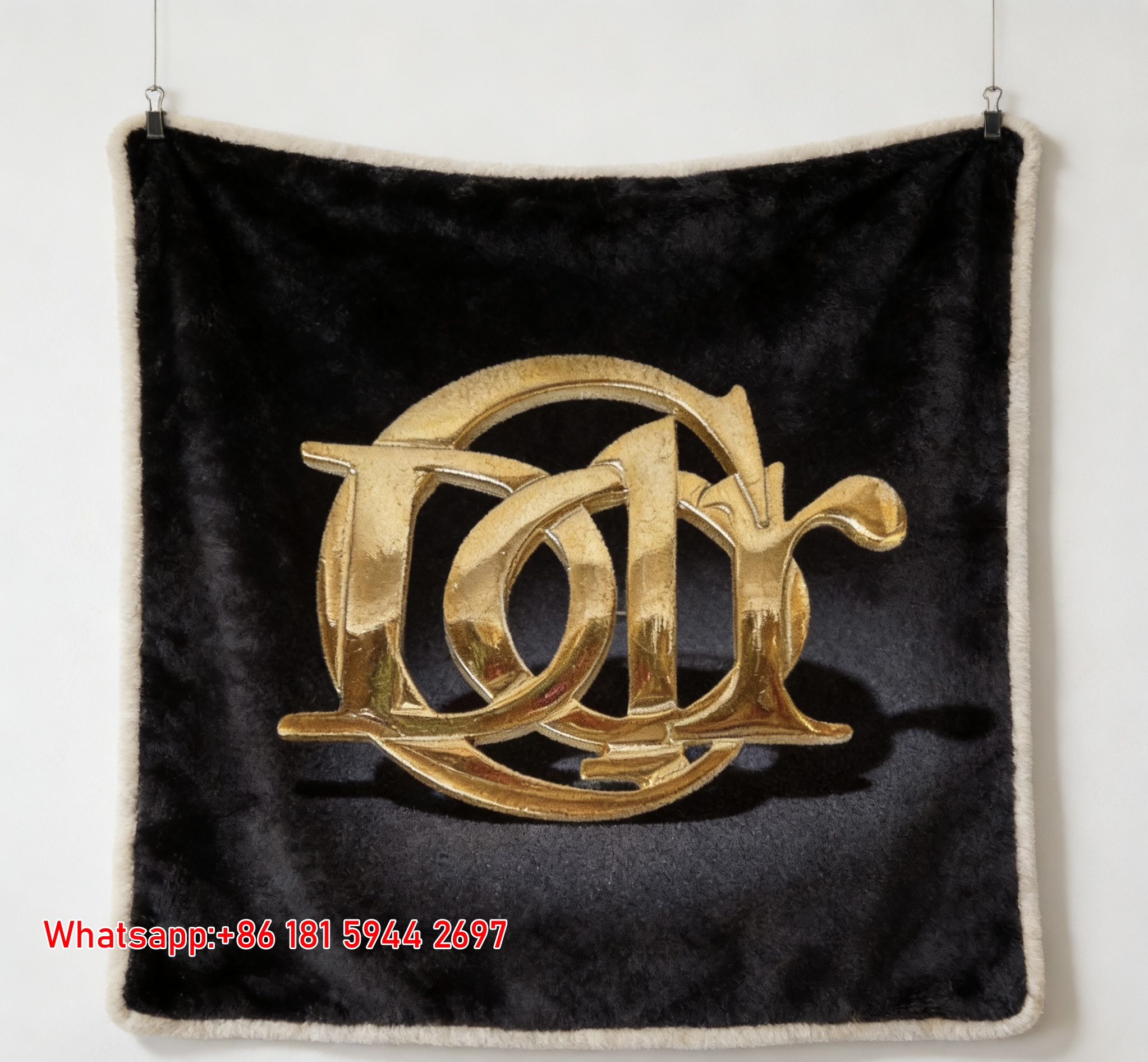 Dior Gold Logo Flannel Blanket Throw Sofa Decor D111